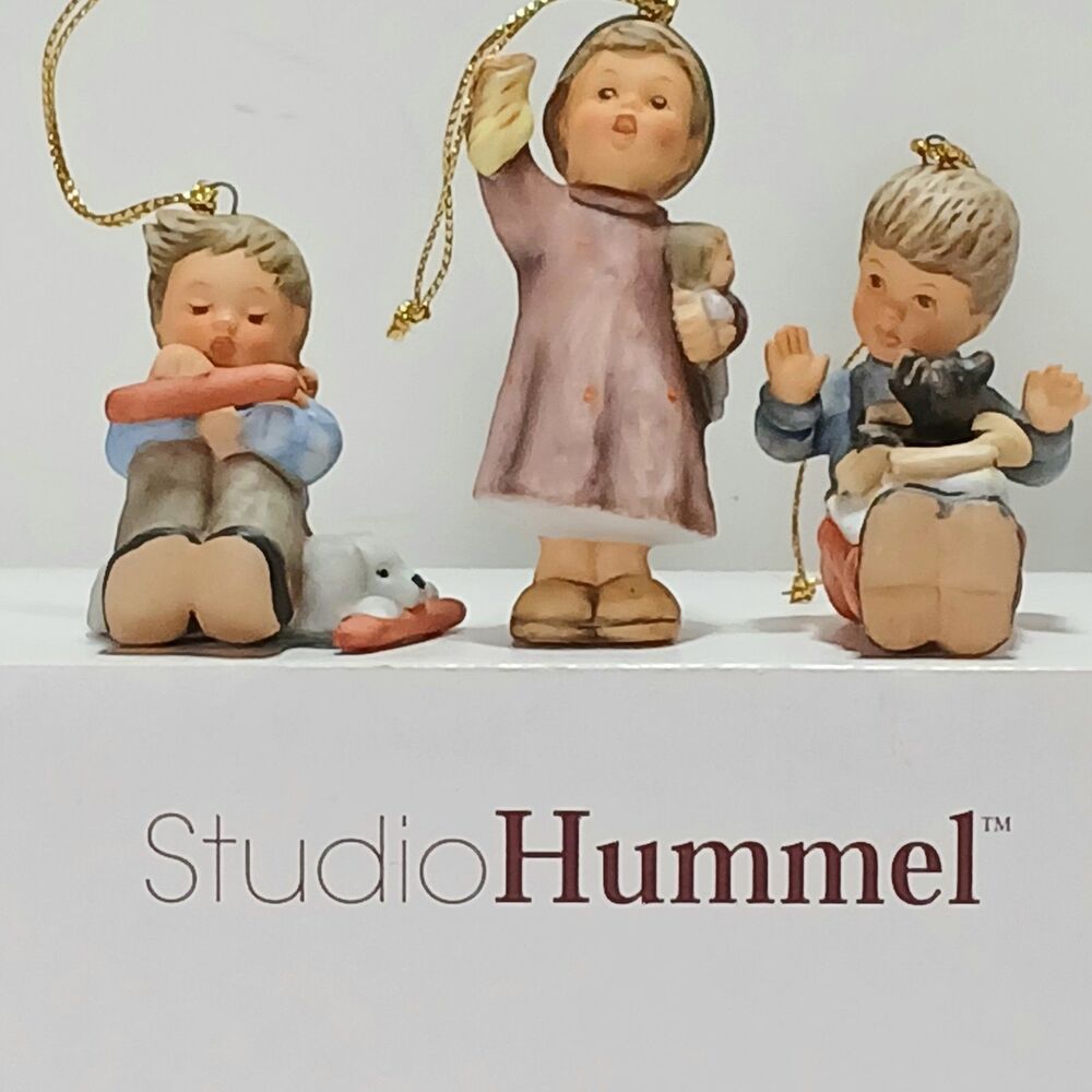 Hummel Small Tree Ornaments Lot of 3, Hand Painted Porcelain, All have a COA
